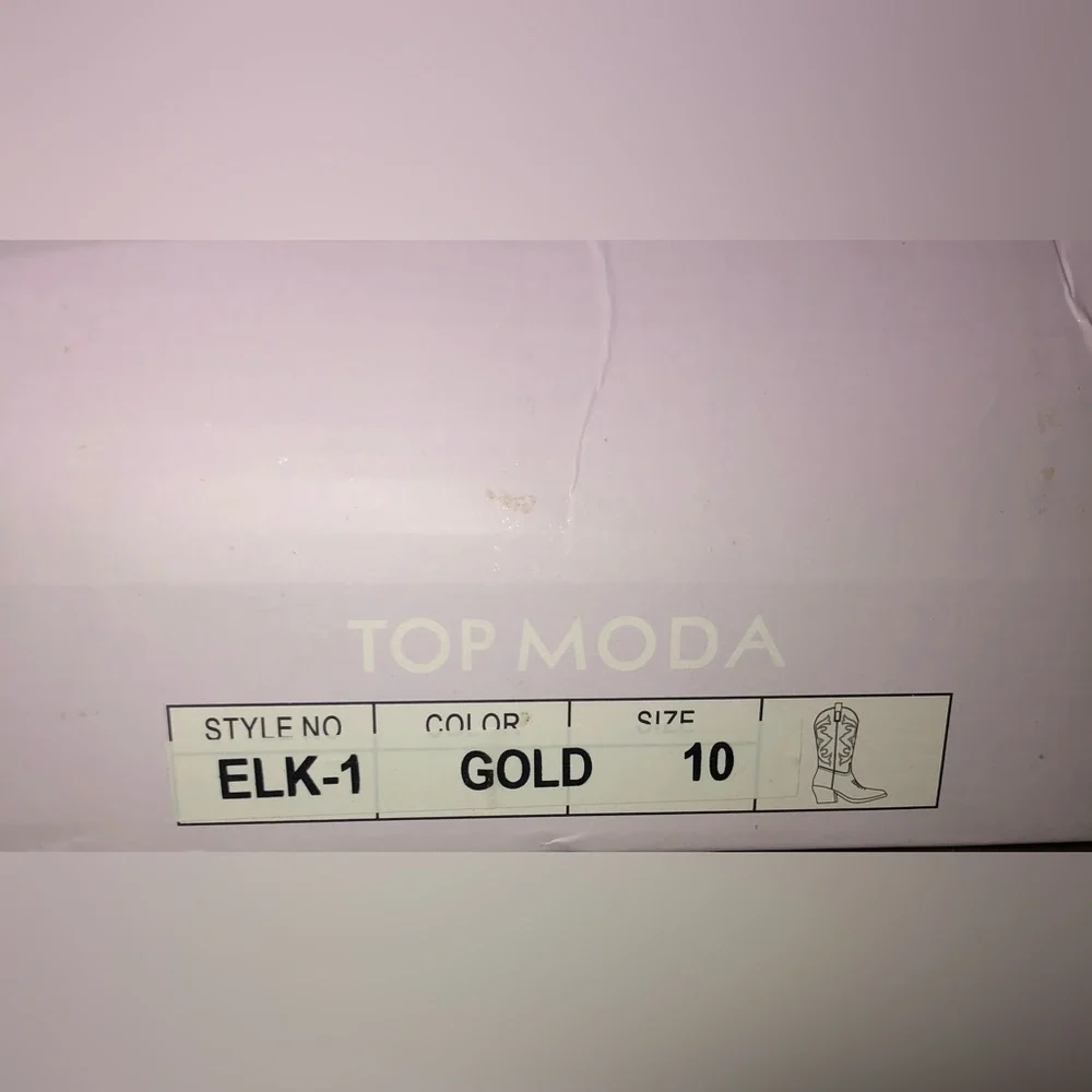 Top Moda Elk Gold Wester Cowgirl Full Zipper Calf Boots New - Picture 11 of 11